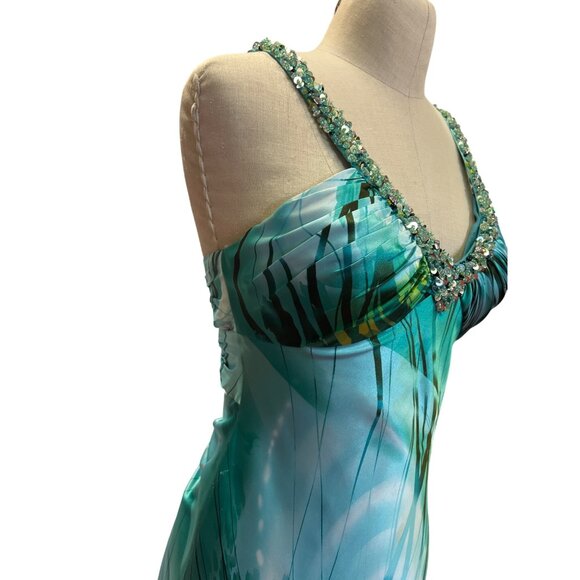 David's Bridal Elegant Sleeveless Beaded Maxi Dress With Back Cutouts Size S - Picture 3 of 12